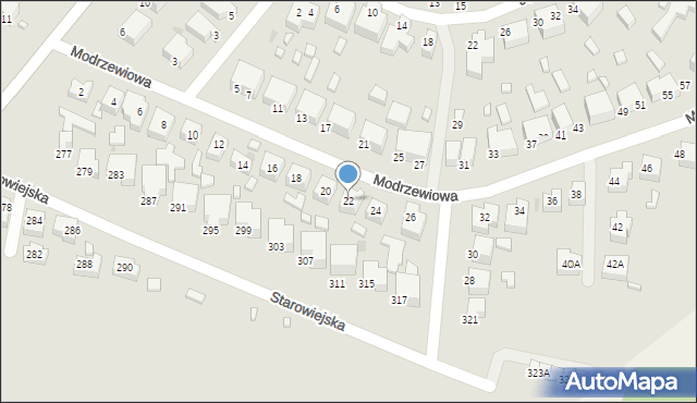 Siedlce, Modrzewiowa, 22, mapa Siedlce