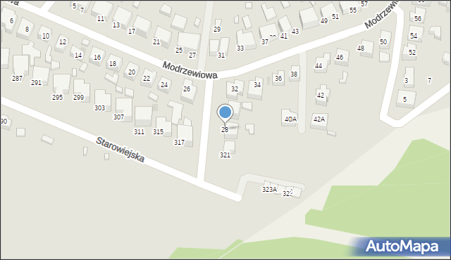 Siedlce, Modrzewiowa, 28, mapa Siedlce