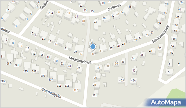 Siedlce, Modrzewiowa, 31, mapa Siedlce