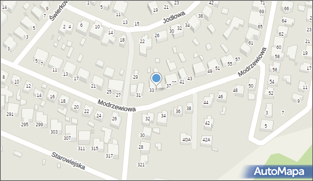 Siedlce, Modrzewiowa, 35, mapa Siedlce