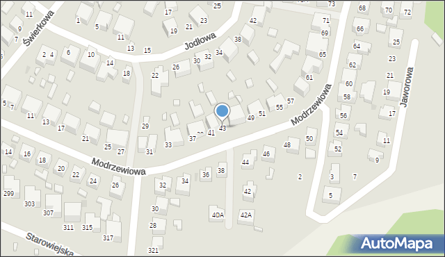Siedlce, Modrzewiowa, 43, mapa Siedlce
