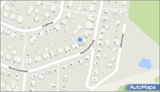 Siedlce, Modrzewiowa, 57, mapa Siedlce