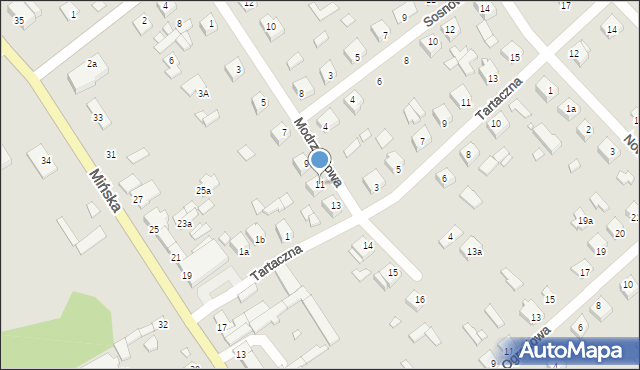 Siennica, Modrzewiowa, 11, mapa Siennica