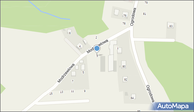 Siepraw, Modrzewiowa, 3, mapa Siepraw