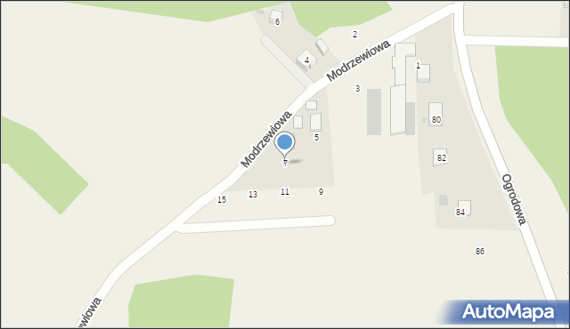 Siepraw, Modrzewiowa, 7, mapa Siepraw