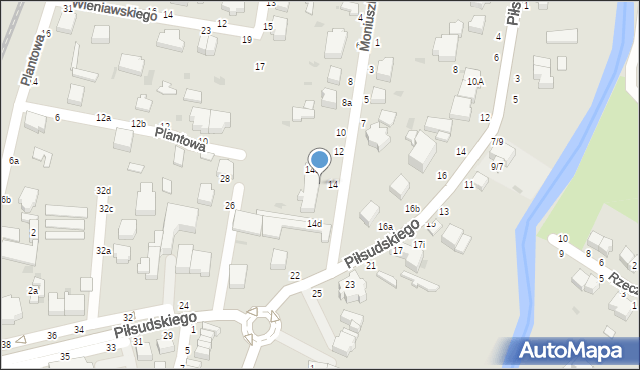 Skierniewice, Moniuszki Stanisława, 14b, mapa Skierniewic