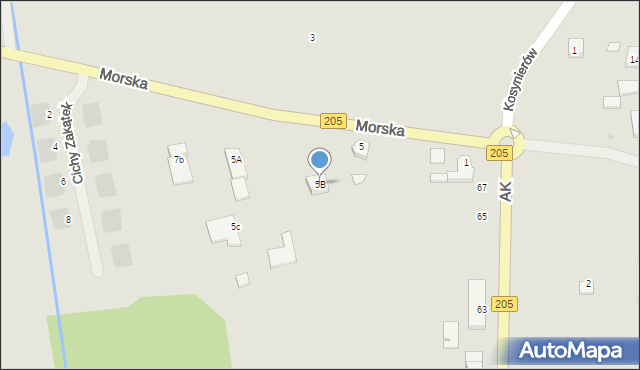 Sławno, Morska, 5B, mapa Sławno