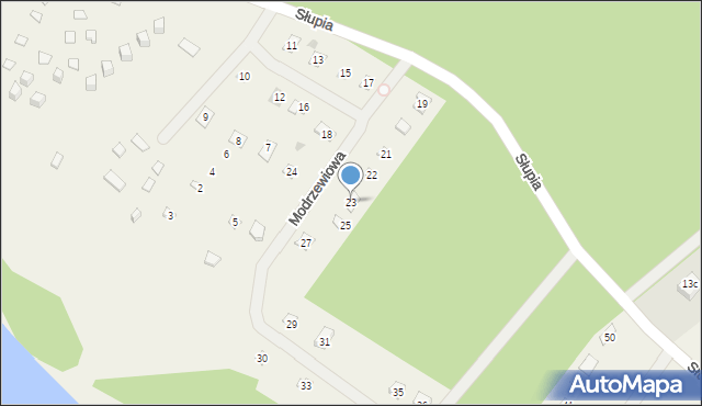 Słupia, Modrzewiowa, 23, mapa Słupia