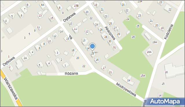 Słupno, Modrzewiowa, 15, mapa Słupno