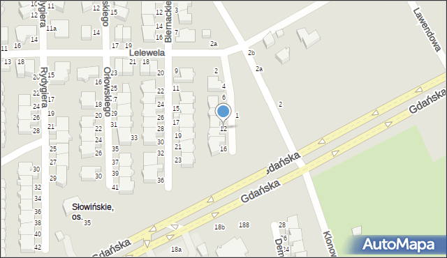 Słupsk, Modrzejewskiego Alfonsa, dr., 12, mapa Słupska