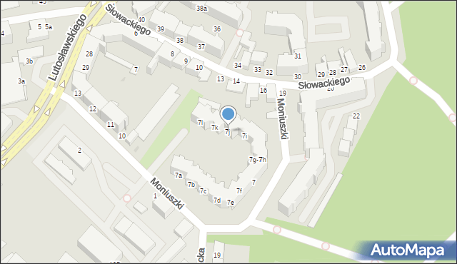 Słupsk, Moniuszki Stanisława, 7j, mapa Słupska