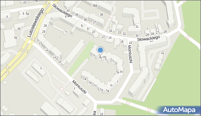Słupsk, Moniuszki Stanisława, 7k, mapa Słupska