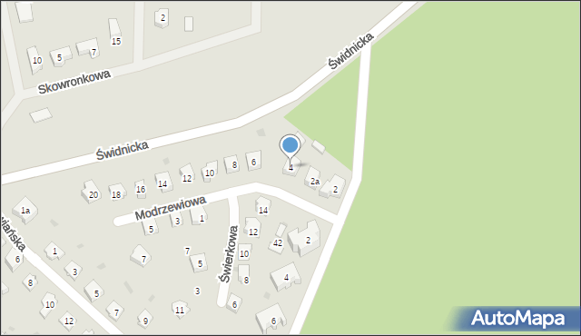 Sobótka, Modrzewiowa, 4, mapa Sobótka