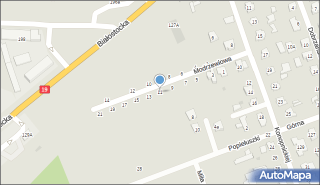 Sokółka, Modrzewiowa, 11, mapa Sokółka