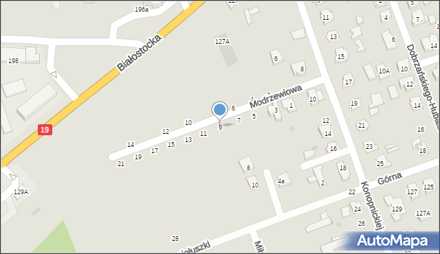 Sokółka, Modrzewiowa, 9, mapa Sokółka