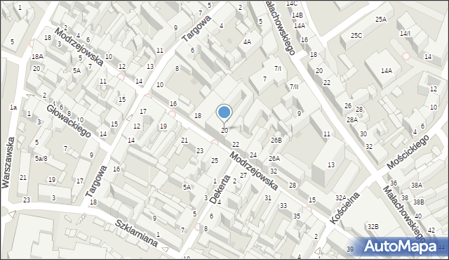 Sosnowiec, Modrzejowska, 20, mapa Sosnowca