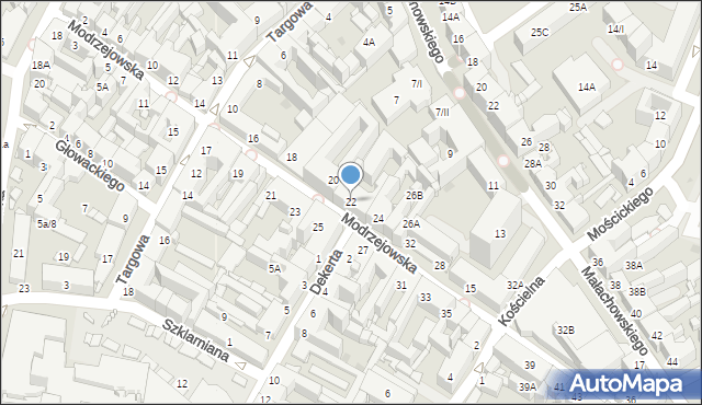 Sosnowiec, Modrzejowska, 22, mapa Sosnowca