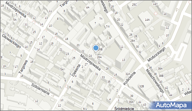Sosnowiec, Modrzejowska, 26/II, mapa Sosnowca