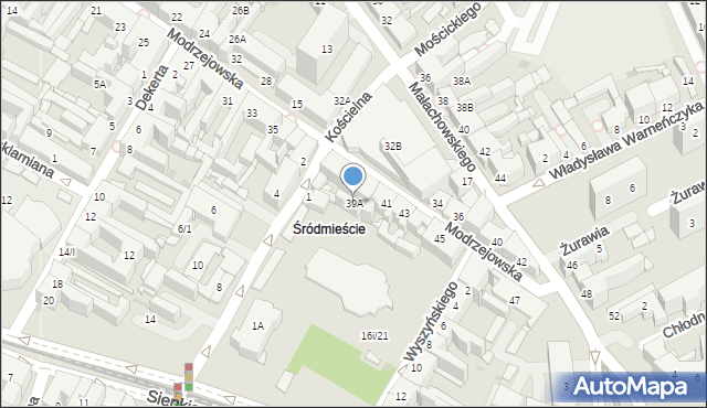 Sosnowiec, Modrzejowska, 39A, mapa Sosnowca