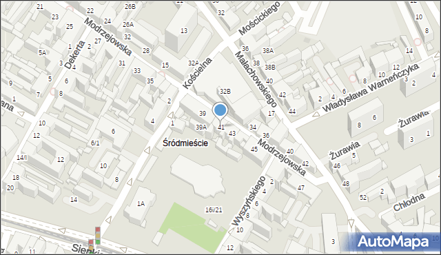 Sosnowiec, Modrzejowska, 41, mapa Sosnowca