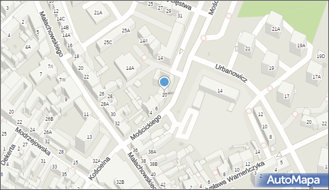 Sosnowiec, Mościckiego Ignacego, 10, mapa Sosnowca
