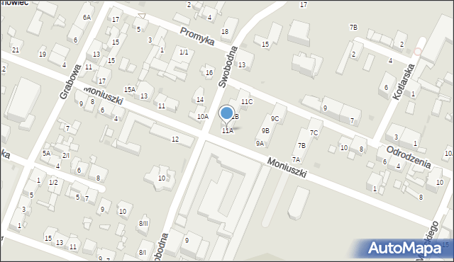 Sosnowiec, Moniuszki Stanisława, 11A, mapa Sosnowca