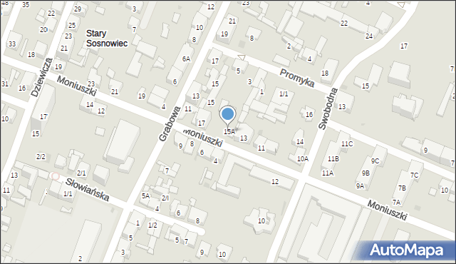 Sosnowiec, Moniuszki Stanisława, 15A, mapa Sosnowca