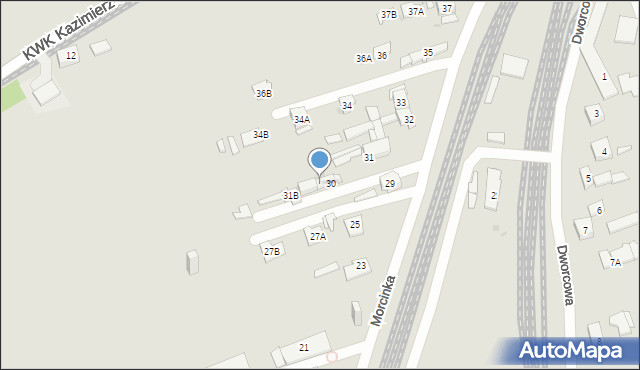 Sosnowiec, Morcinka Gustawa, 31A, mapa Sosnowca