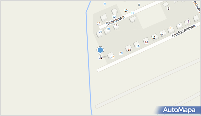 Spalona, Modrzewiowa, 24, mapa Spalona