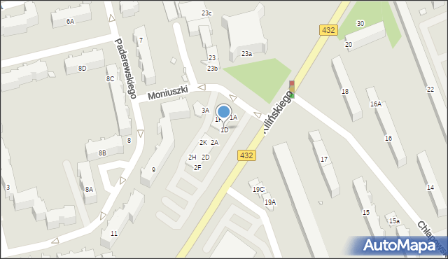 Śrem, Moniuszki Stanisława, 1D, mapa Śrem