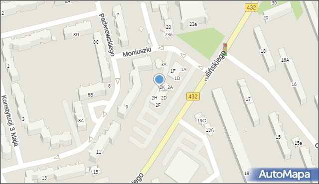 Śrem, Moniuszki Stanisława, 2J, mapa Śrem