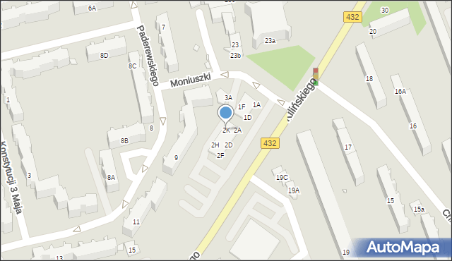 Śrem, Moniuszki Stanisława, 2K, mapa Śrem