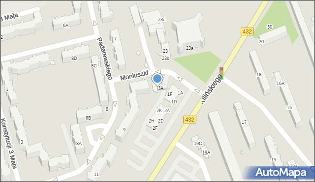 Śrem, Moniuszki Stanisława, 3B, mapa Śrem