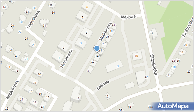 Środa Wielkopolska, Modrakowa, 14, mapa Środa Wielkopolska