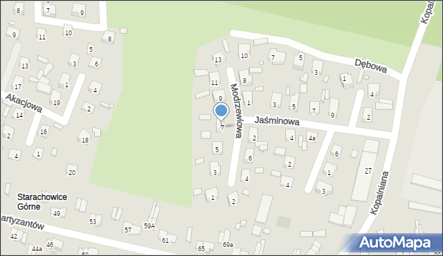 Starachowice, Modrzewiowa, 7, mapa Starachowic