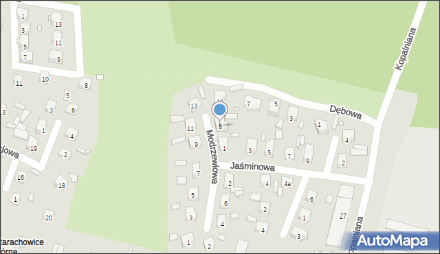 Starachowice, Modrzewiowa, 8, mapa Starachowic