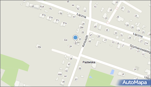 Starachowice, Moniuszki Stanisława, 32, mapa Starachowic