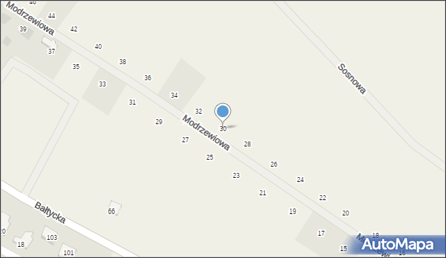 Stare Bielice, Modrzewiowa, 30, mapa Stare Bielice