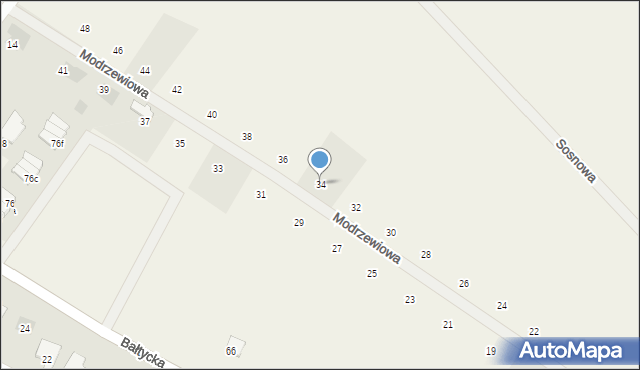 Stare Bielice, Modrzewiowa, 34, mapa Stare Bielice