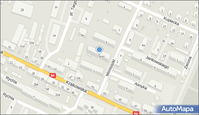 Strzelce Opolskie, Moniuszki Stanisława, 3, mapa Strzelce Opolskie