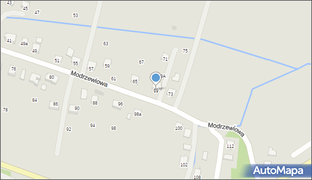 Strzyżów, Modrzewiowa, 69, mapa Strzyżów