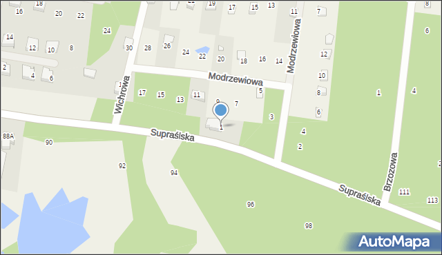 Studzianki, Modrzewiowa, 1, mapa Studzianki