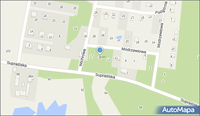 Studzianki, Modrzewiowa, 15, mapa Studzianki