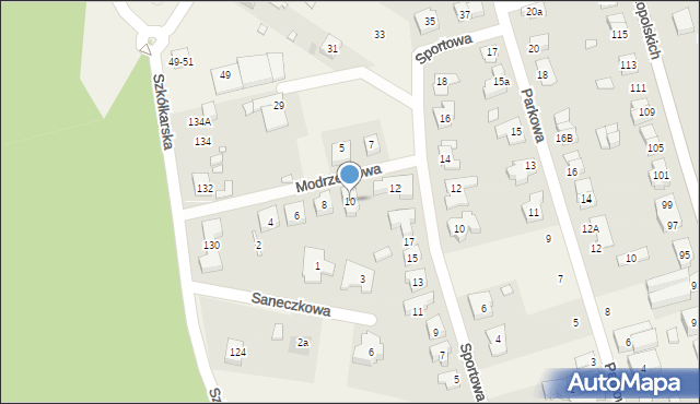 Suchy Las, Modrzewiowa, 10, mapa Suchy Las