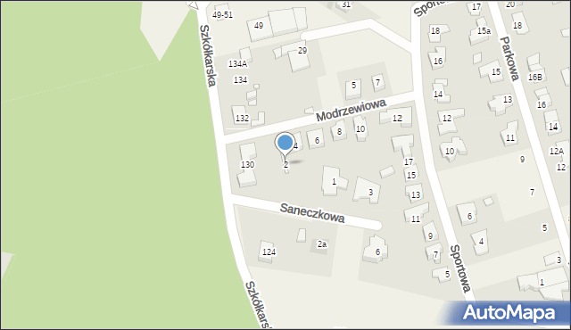 Suchy Las, Modrzewiowa, 2, mapa Suchy Las