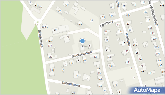 Suchy Las, Modrzewiowa, 5, mapa Suchy Las