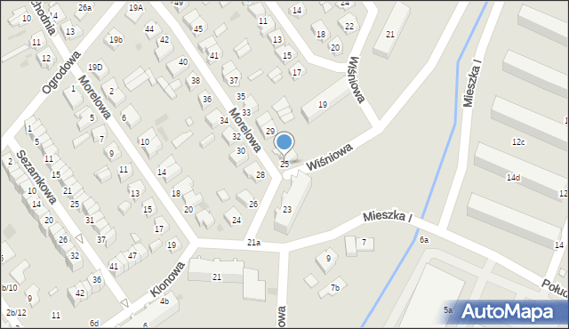 Sulechów, Morelowa, 25, mapa Sulechów