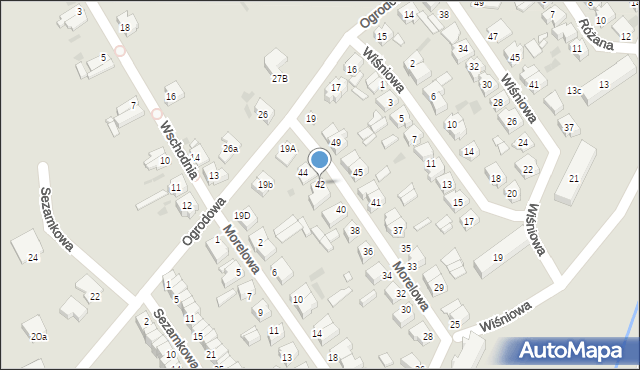 Sulechów, Morelowa, 42, mapa Sulechów