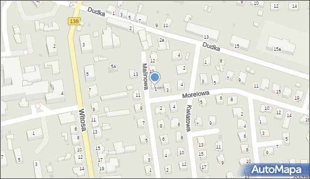 Sulęcin, Morelowa, 1, mapa Sulęcin