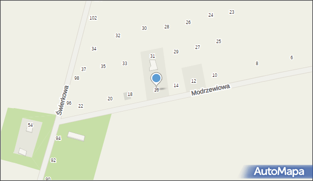 Suszno, Modrzewiowa, 16, mapa Suszno